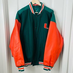 Vintage Steve & Barrys University Miami Hurricanes Jacket U Miami Varsity XL NOS